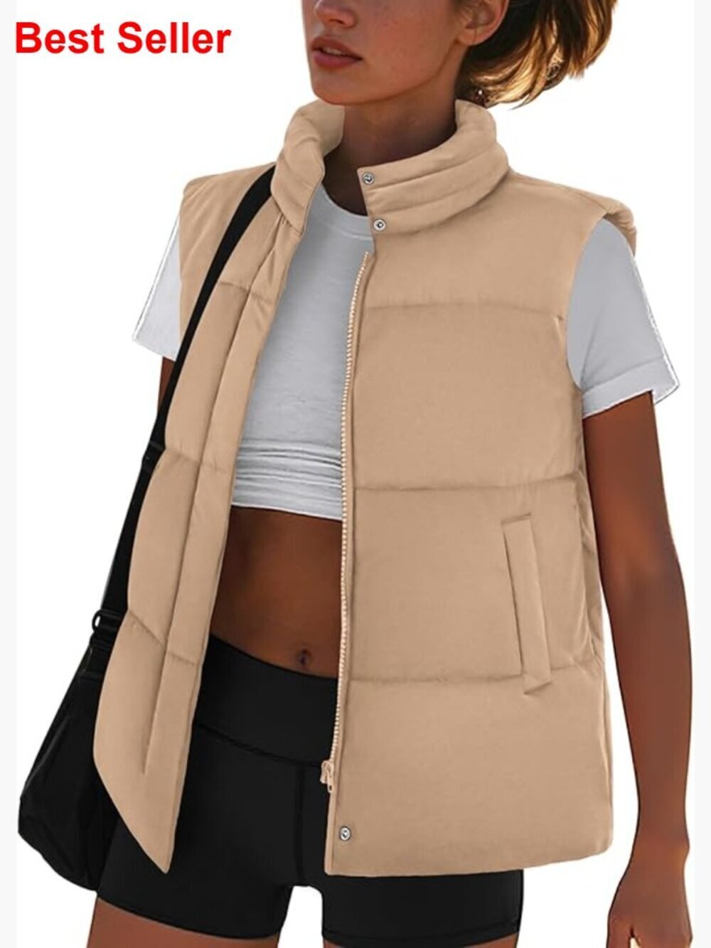Lightweight Polyester Puffer Vest Sleeveless Zip Up Quilted Gilet
